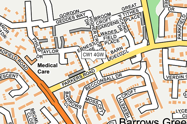 CW1 4GW map - OS OpenMap – Local (Ordnance Survey)