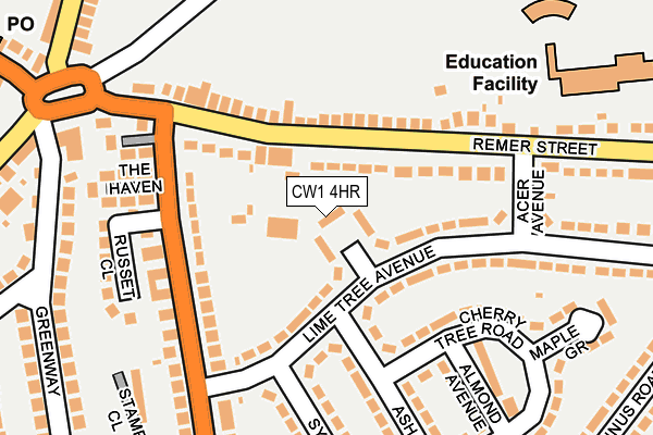 CW1 4HR map - OS OpenMap – Local (Ordnance Survey)