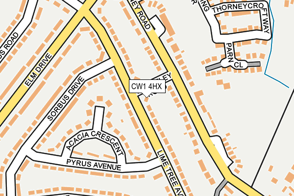 CW1 4HX map - OS OpenMap – Local (Ordnance Survey)