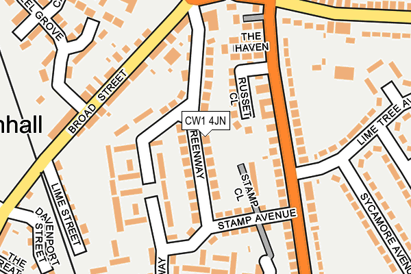CW1 4JN map - OS OpenMap – Local (Ordnance Survey)