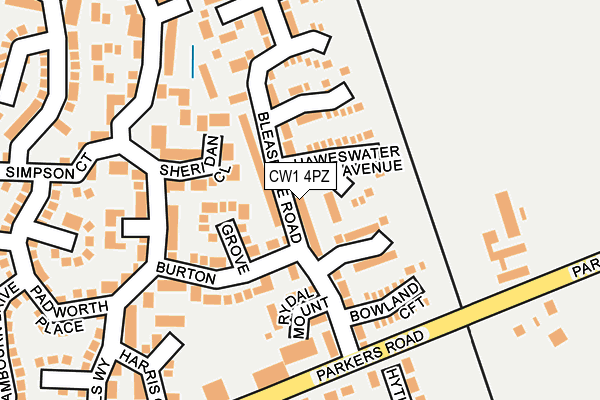 CW1 4PZ map - OS OpenMap – Local (Ordnance Survey)