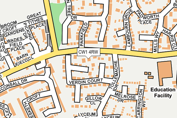 CW1 4RW map - OS OpenMap – Local (Ordnance Survey)