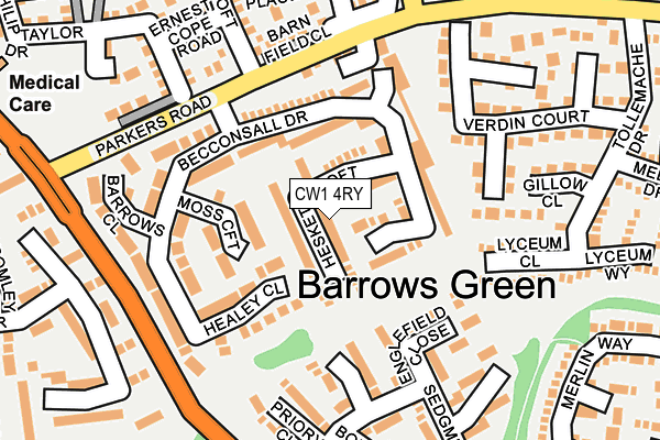 CW1 4RY map - OS OpenMap – Local (Ordnance Survey)