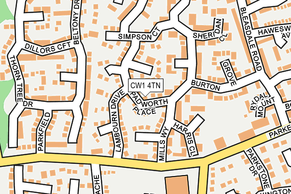 CW1 4TN map - OS OpenMap – Local (Ordnance Survey)