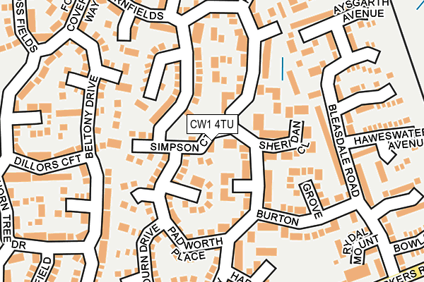 CW1 4TU map - OS OpenMap – Local (Ordnance Survey)