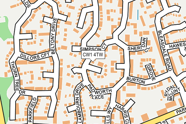 CW1 4TW map - OS OpenMap – Local (Ordnance Survey)