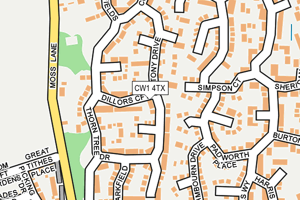 CW1 4TX map - OS OpenMap – Local (Ordnance Survey)