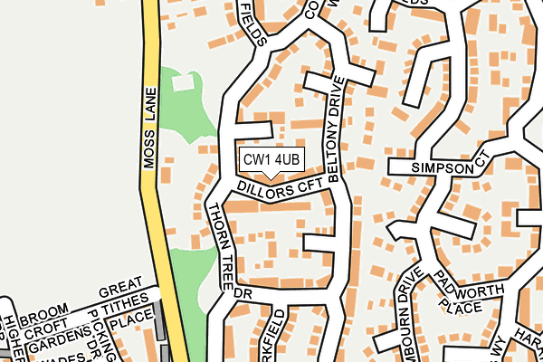 CW1 4UB map - OS OpenMap – Local (Ordnance Survey)