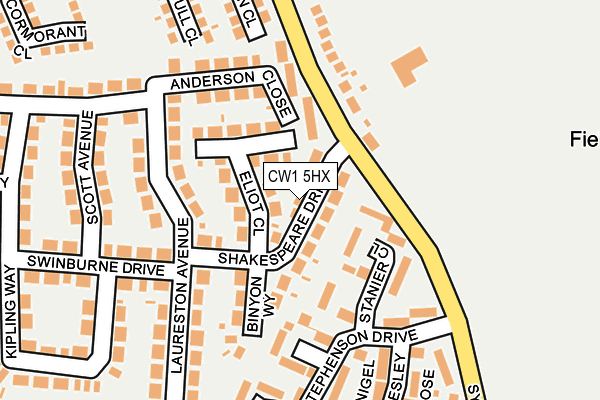 CW1 5HX map - OS OpenMap – Local (Ordnance Survey)
