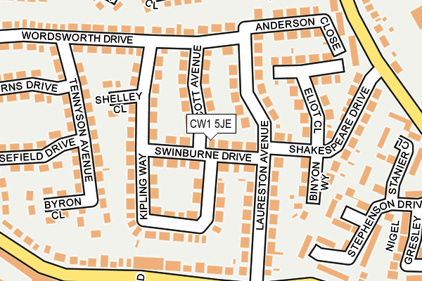 CW1 5JE map - OS OpenMap – Local (Ordnance Survey)
