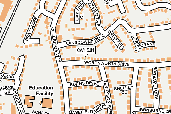 CW1 5JN map - OS OpenMap – Local (Ordnance Survey)