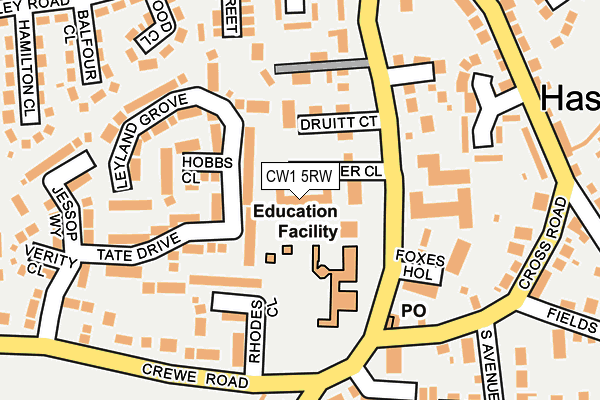 CW1 5RW map - OS OpenMap – Local (Ordnance Survey)