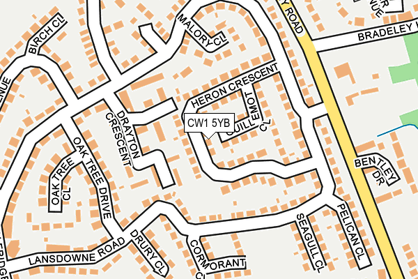 CW1 5YB map - OS OpenMap – Local (Ordnance Survey)