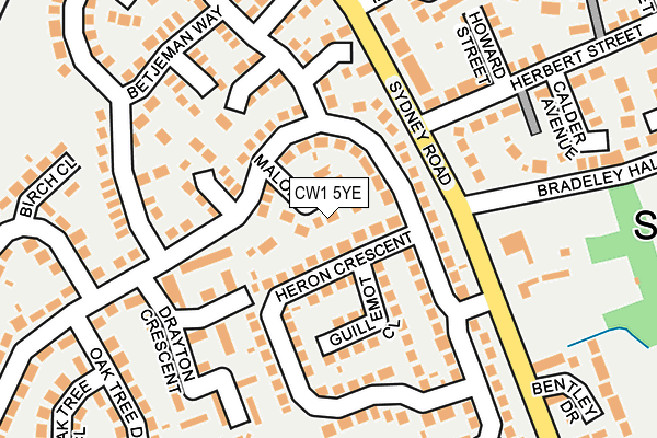 CW1 5YE map - OS OpenMap – Local (Ordnance Survey)