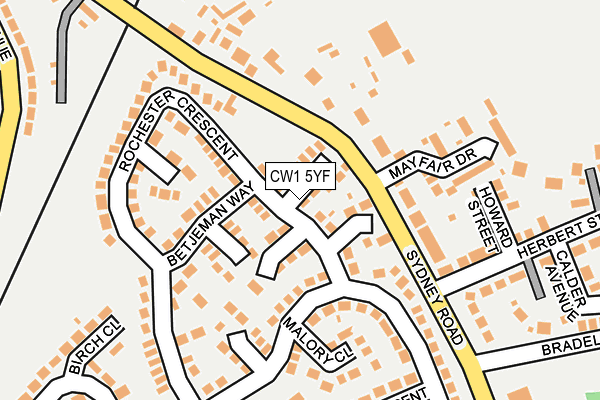 CW1 5YF map - OS OpenMap – Local (Ordnance Survey)