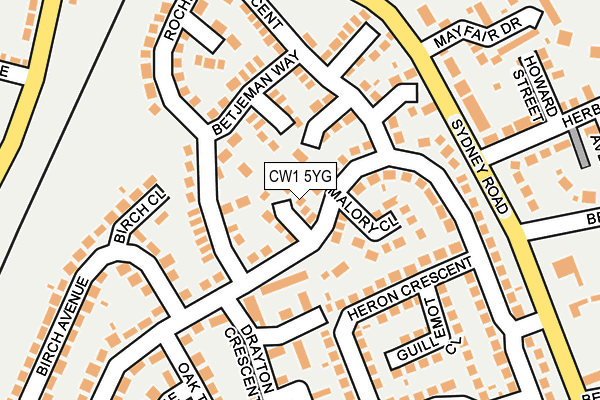 CW1 5YG map - OS OpenMap – Local (Ordnance Survey)
