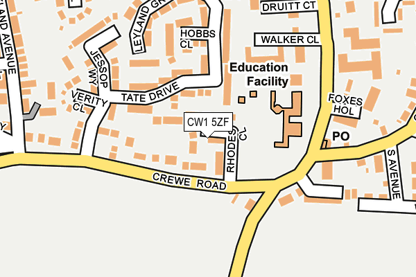 CW1 5ZF map - OS OpenMap – Local (Ordnance Survey)