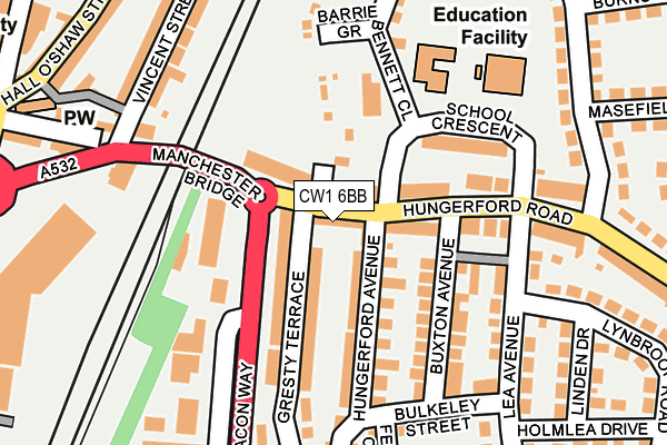 CW1 6BB map - OS OpenMap – Local (Ordnance Survey)