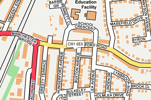 CW1 6EX map - OS OpenMap – Local (Ordnance Survey)