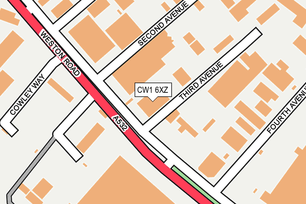 CW1 6XZ map - OS OpenMap – Local (Ordnance Survey)
