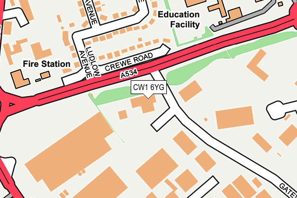 CW1 6YG map - OS OpenMap – Local (Ordnance Survey)