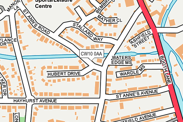 CW10 0AA map - OS OpenMap – Local (Ordnance Survey)