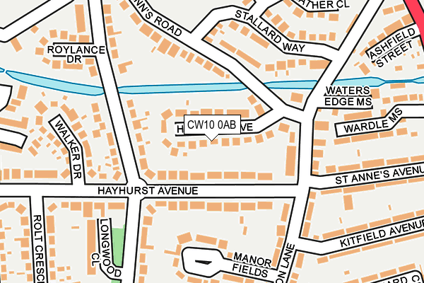 CW10 0AB map - OS OpenMap – Local (Ordnance Survey)