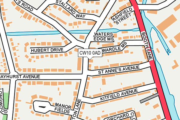 CW10 0AD map - OS OpenMap – Local (Ordnance Survey)