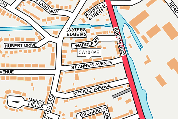 CW10 0AE map - OS OpenMap – Local (Ordnance Survey)