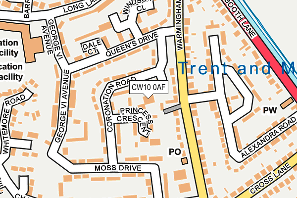 CW10 0AF map - OS OpenMap – Local (Ordnance Survey)