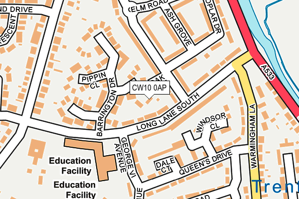 CW10 0AP map - OS OpenMap – Local (Ordnance Survey)