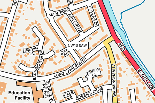 CW10 0AW map - OS OpenMap – Local (Ordnance Survey)