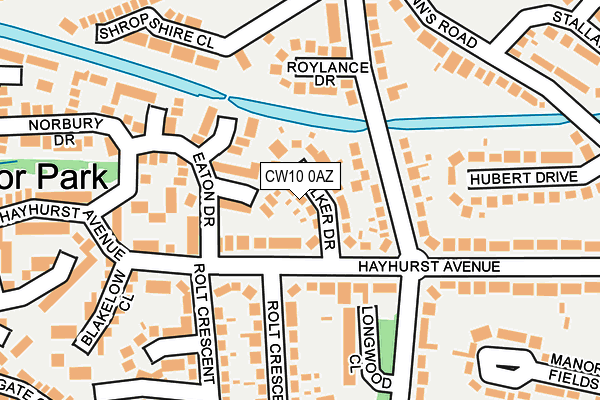 CW10 0AZ map - OS OpenMap – Local (Ordnance Survey)
