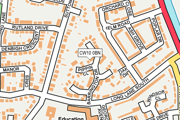 CW10 0BN map - OS OpenMap – Local (Ordnance Survey)