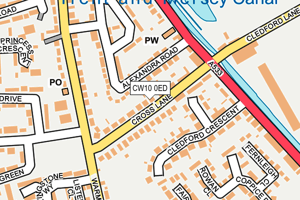 CW10 0ED map - OS OpenMap – Local (Ordnance Survey)