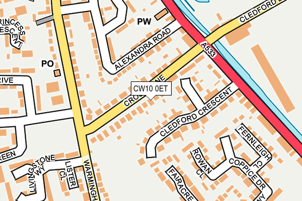 CW10 0ET map - OS OpenMap – Local (Ordnance Survey)