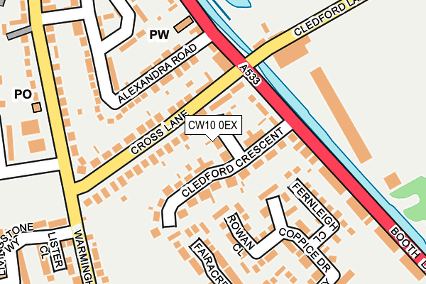 CW10 0EX map - OS OpenMap – Local (Ordnance Survey)