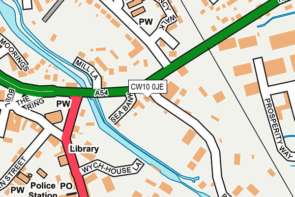 CW10 0JE map - OS OpenMap – Local (Ordnance Survey)