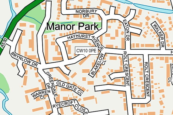 CW10 0PE map - OS OpenMap – Local (Ordnance Survey)