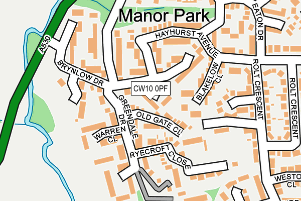 CW10 0PF map - OS OpenMap – Local (Ordnance Survey)