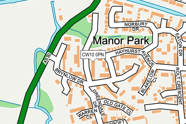 CW10 0PN map - OS OpenMap – Local (Ordnance Survey)