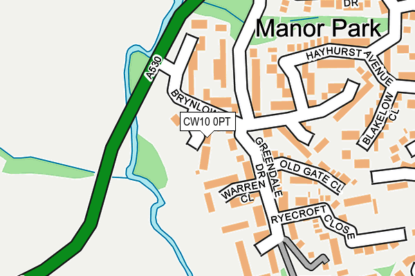 CW10 0PT map - OS OpenMap – Local (Ordnance Survey)