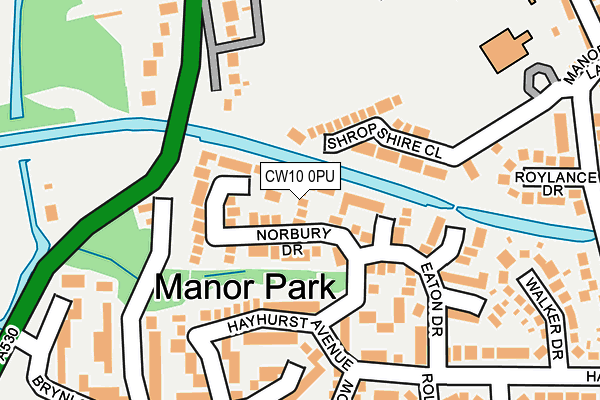 CW10 0PU map - OS OpenMap – Local (Ordnance Survey)