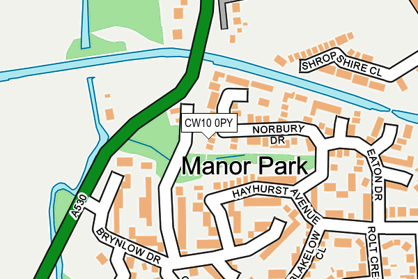 CW10 0PY map - OS OpenMap – Local (Ordnance Survey)