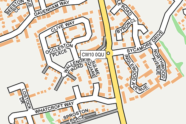 CW10 0QU map - OS OpenMap – Local (Ordnance Survey)