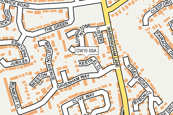 CW10 0SA map - OS OpenMap – Local (Ordnance Survey)