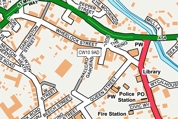 CW10 9AD map - OS OpenMap – Local (Ordnance Survey)