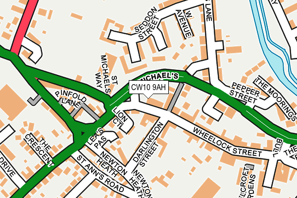 CW10 9AH map - OS OpenMap – Local (Ordnance Survey)