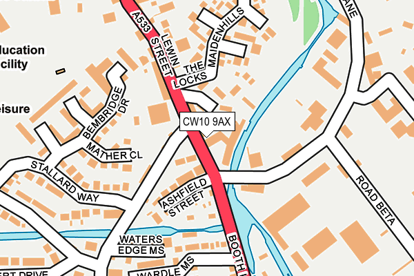 CW10 9AX map - OS OpenMap – Local (Ordnance Survey)