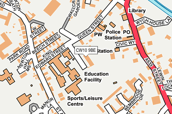 CW10 9BE map - OS OpenMap – Local (Ordnance Survey)